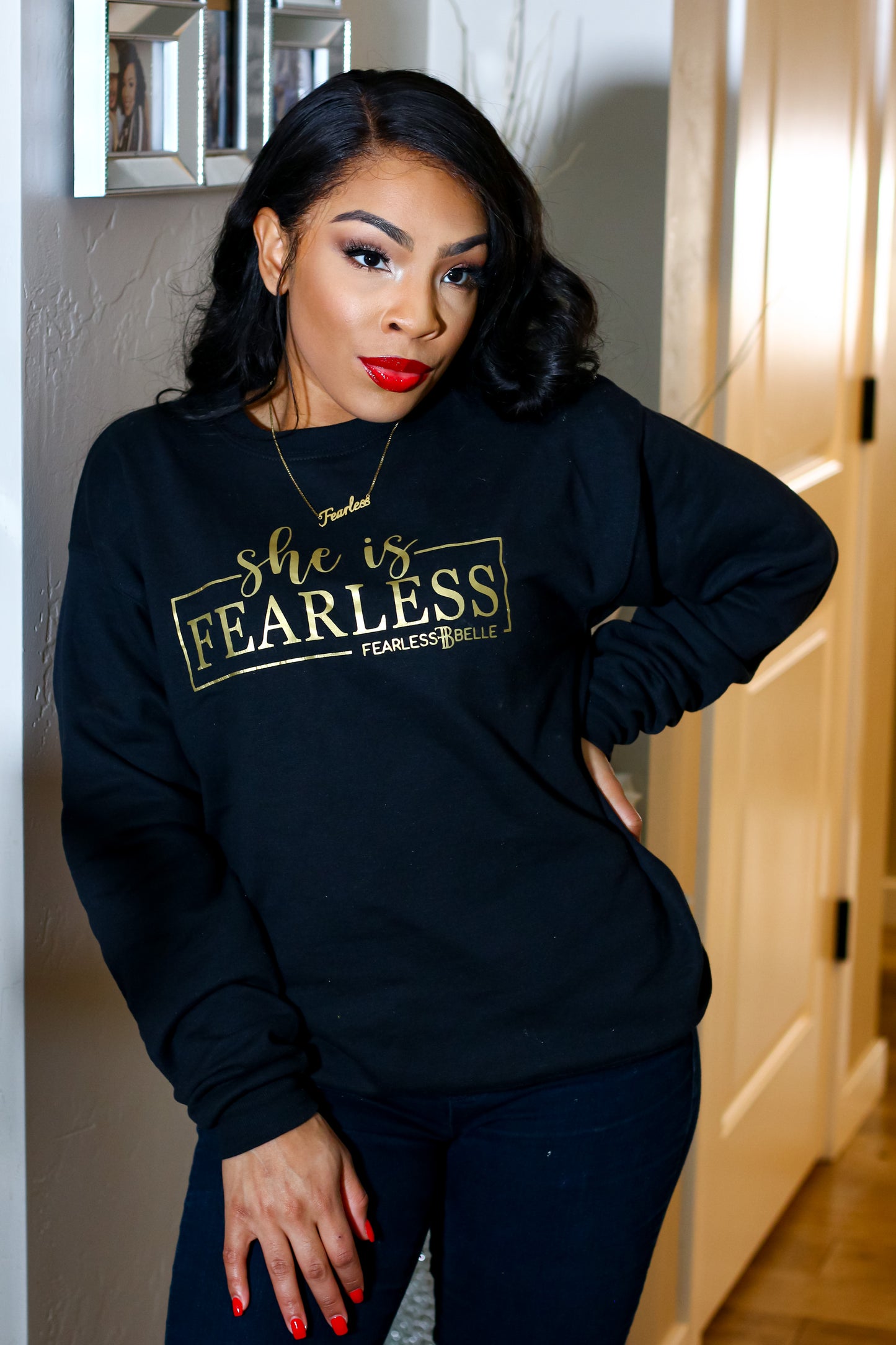 She is Fearless Crewneck (Black)